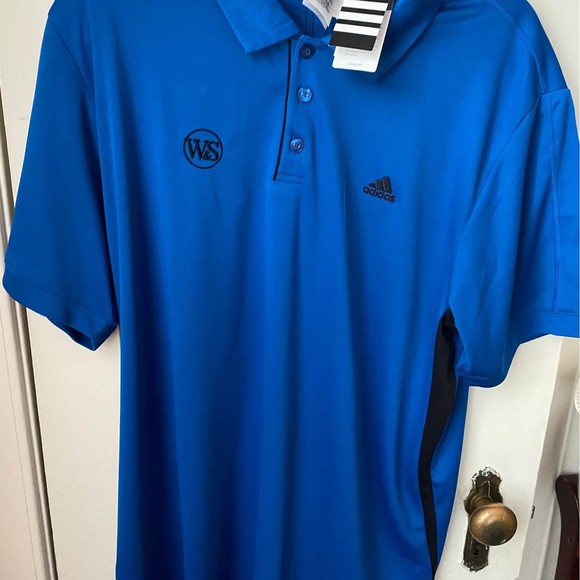 Mens XL Adidas Performance Blue BeautyBlack Climalite Galaxy Polo Embroider W&S - Picture 1 of 6